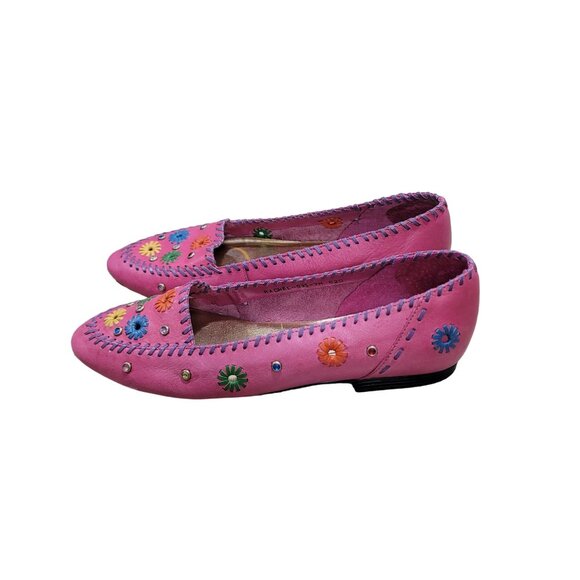 L J Simone Women Pink Ballet Barbie Flat Shoes 7 Festival Boho‎ Work Summer Y2K - Picture 3 of 8